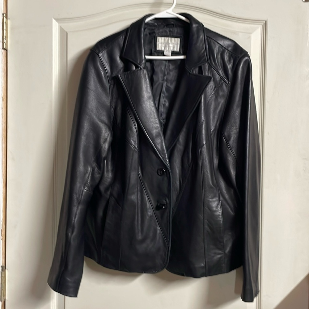 Worthington genuine, lambskin, XL, black leather jacket
